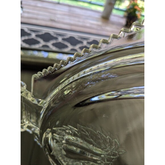 Vtg Jeanette Baltimore Pear Glass Serving Cake Platter Dish Tray Handles Cottage - Picture 4 of 10